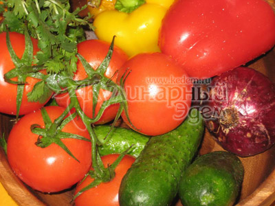 Греческий салат, рецепт приготовления: овощи 