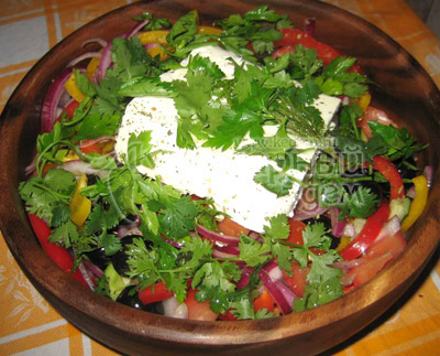 Греческий салат, фото приготовленного рецепта