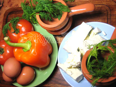 Ингредиенты для приготовления рецепта - брынза, запеченная с овощами