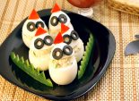 Фаршированные яйца «Привидения». Кулинарный пошаговый рецепт с фото приготовления фаршированных яиц на Хэллоуин.