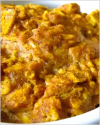 Тыква, запечённая с яблоками и бананами