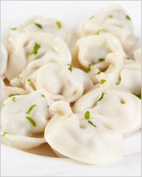 Пельмени домашние с печенью и грибами