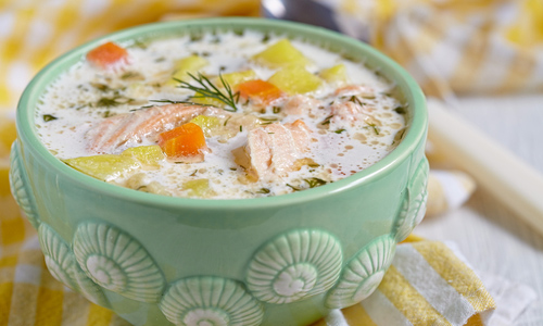 Молочная уха из красной  рыбы