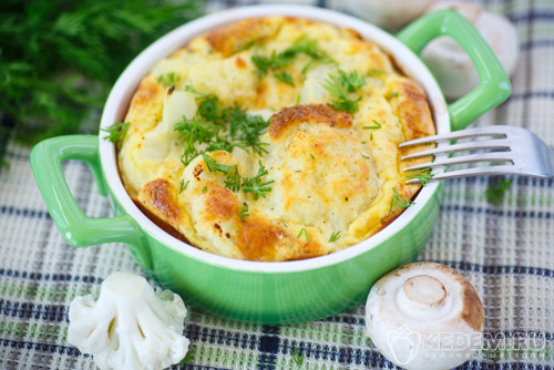 цветная капуста с грибами и сыром