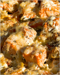Рыба, запечённая с картофелем с молочным соусом