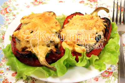 Перец фаршированный брокколи и грибами