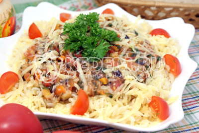 Овощи с макаронами и сыром