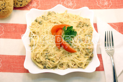 Фетучини с морепродуктами готовы