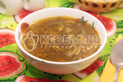 Грибной суп со сморчками и чечевицей