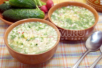 Окрошка с колбасой
