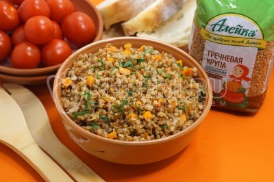 Вкусная гречка с овощами