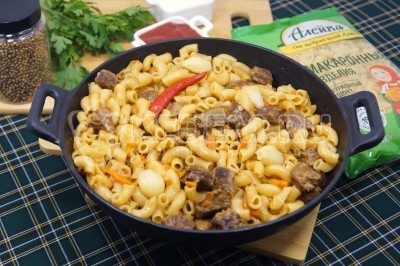Макароны с мясом по-татарски