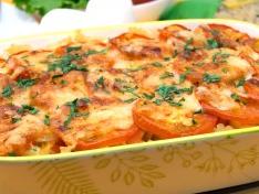 Макароны с помидорами и сыром в духовке