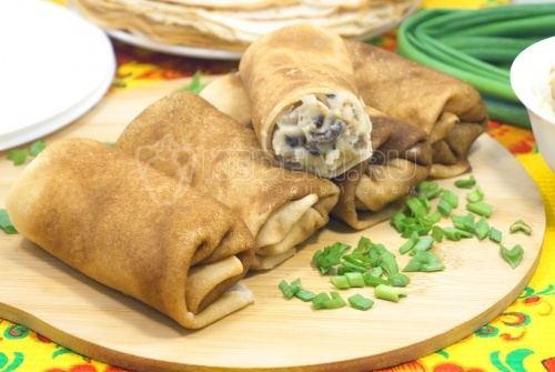 Блинчики фаршированные с картошкой и грибами