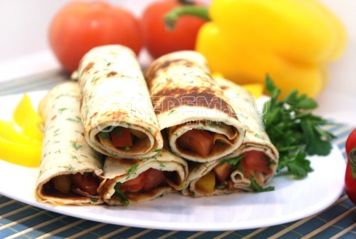 Блины с овощной начинкой