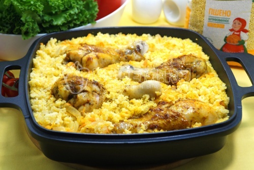 Куриные ножки с пшеном запеченные в духовке