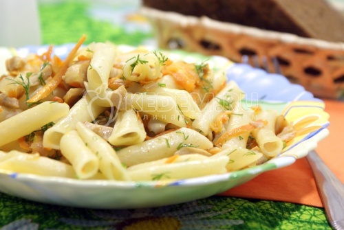 Макароны с грибами шампиньонами