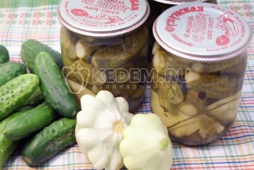 Маринованные огурцы с патиссонами