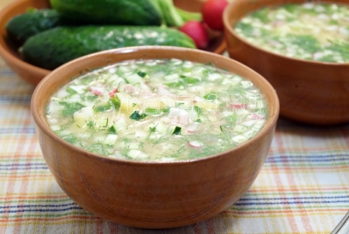 Окрошка с колбасой
