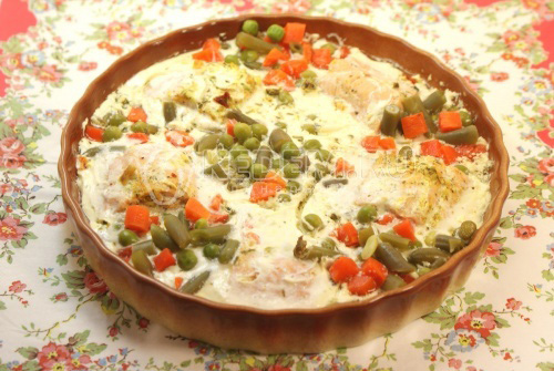Рыбка запеченная с овощами
