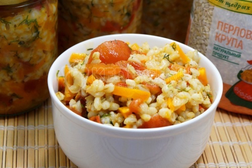 Салат из перловки с овощами на зиму