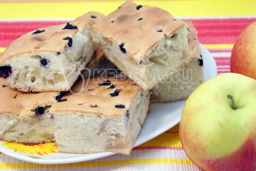 Шарлотка с яблоками и ягодой