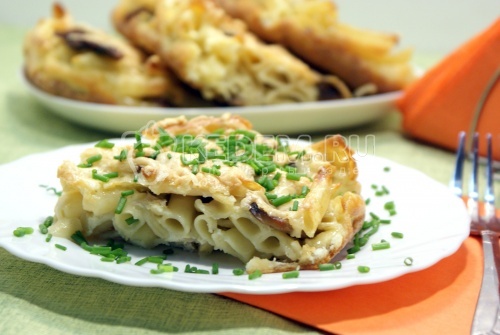 Запеканка из макарон с грибами