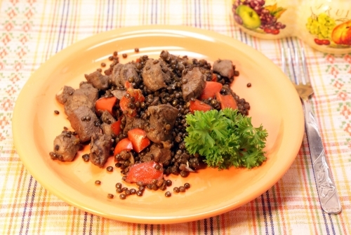 Чечевица с курицей
