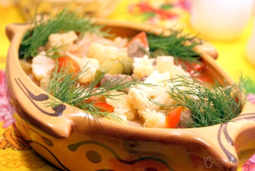 Цветная капуста с говядиной в мультиварке