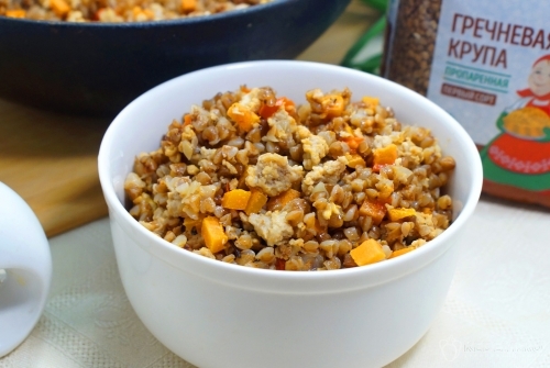 Гречка с фаршем и овощами