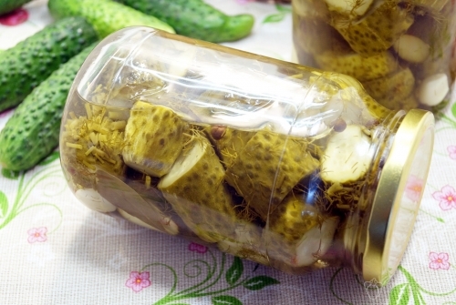 Маринованные огурцы с укропом