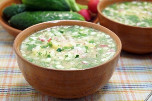 Окрошка с колбасой