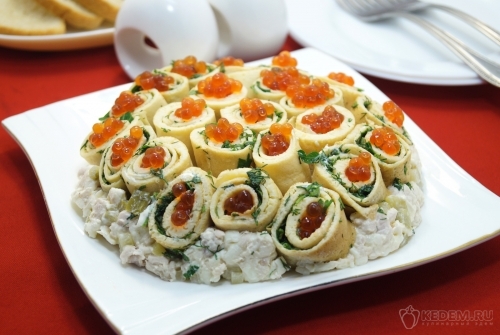 Салат с блинами Широкая Масленица