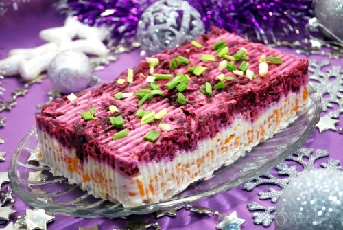 Салат Заливная селёдка под шубой