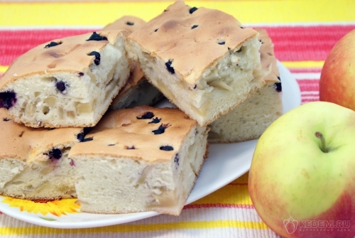 Шарлотка с яблоками и ягодой