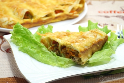Вкусный пирог из лаваша с курицей