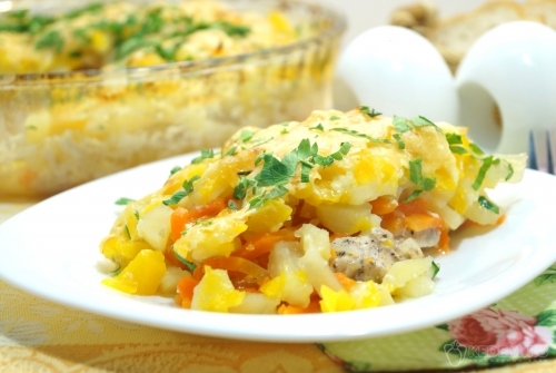Запеканка с курицей и тыквой в духовке