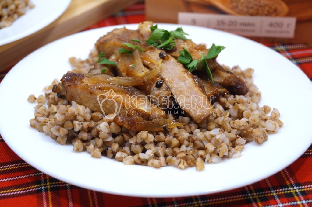 Гречка с маринованным мясом