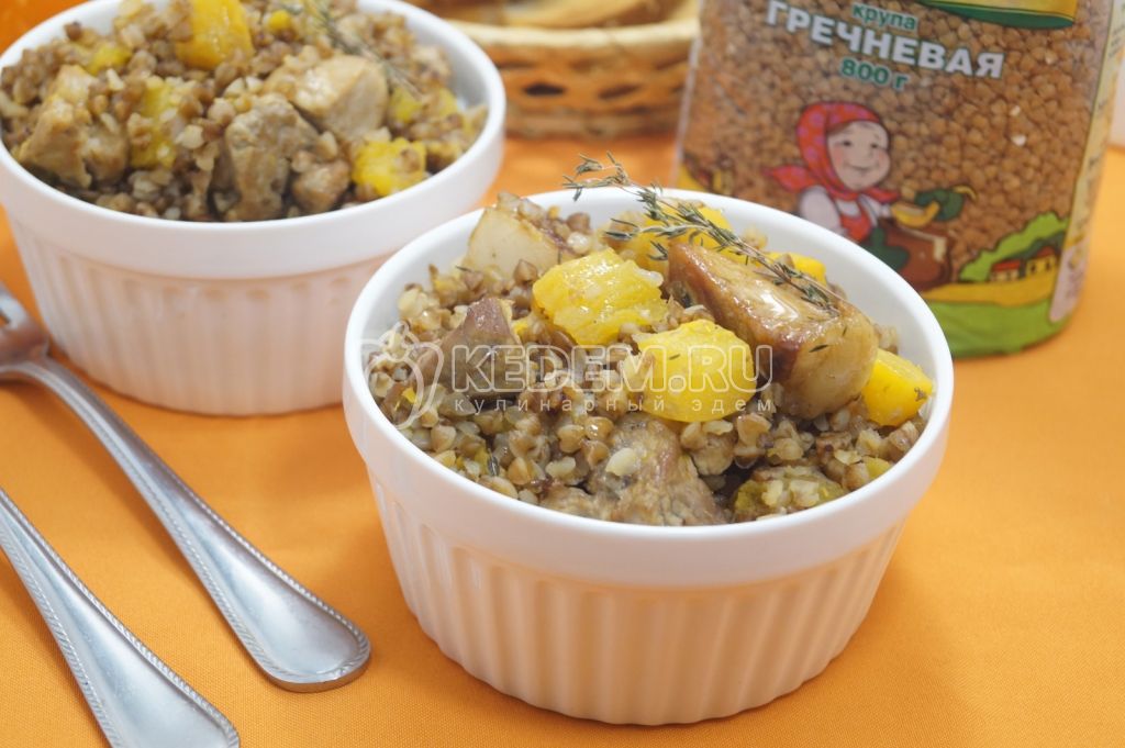 Гречка с мясом и тыквой