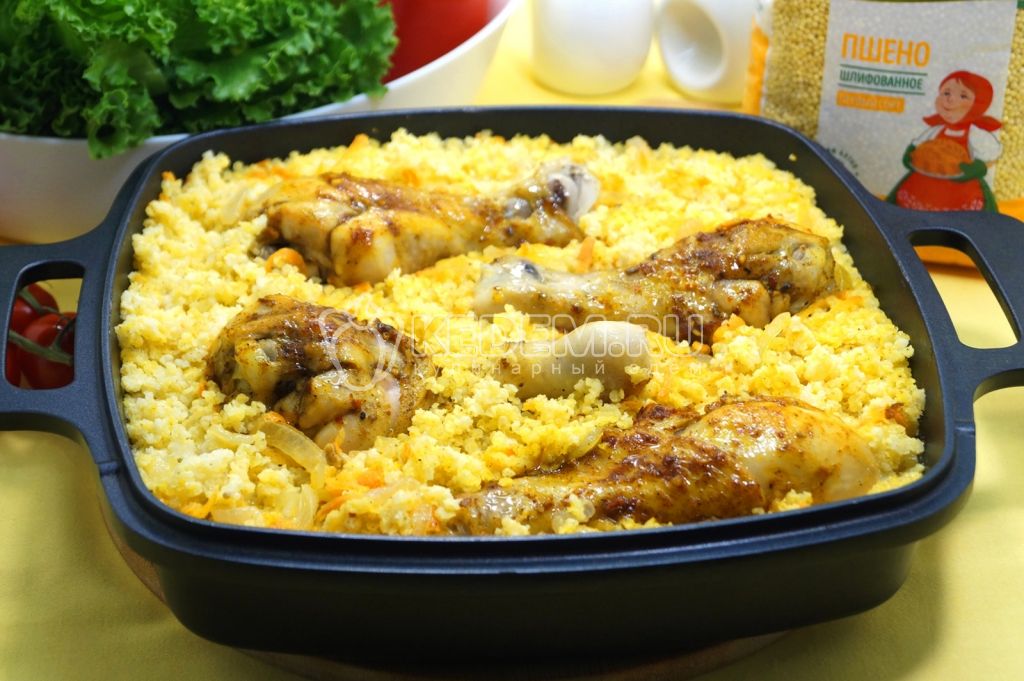 Куриные ножки с пшеном запеченные в духовке