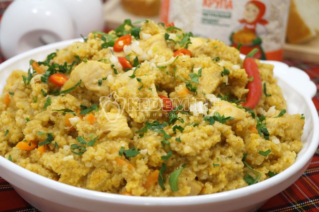 Плов с курицей и ячневой крупой