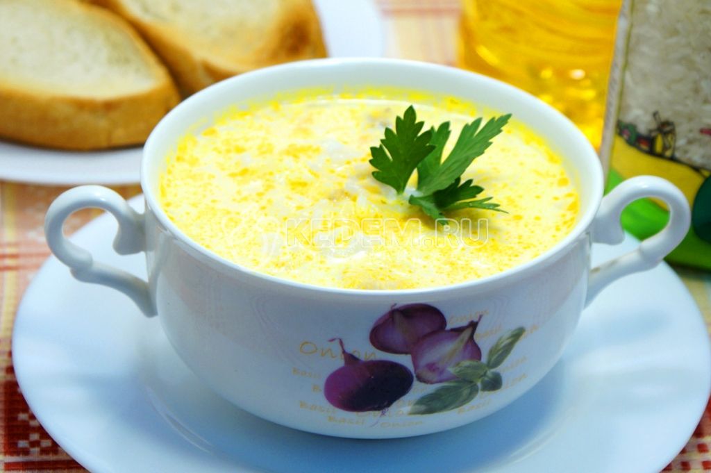 Сырный суп с рисом